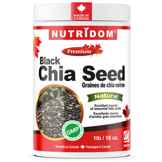 Nutridom Certified Organic Raw Black Chia Seeds 1lb | Vegan, Gluten-Free, Keto & Paleo Friendly