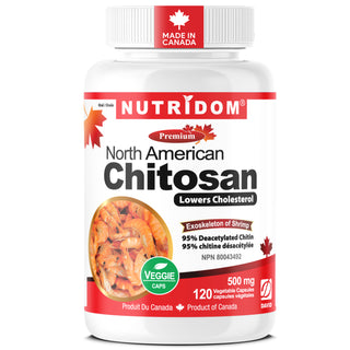 Nutridom Chitosan 500mg | 95% Acetylated Chitin | North American Source | 120 Vcaps