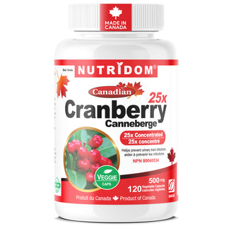 Nutridom Canadian Cranberry supplement bottle on a white background