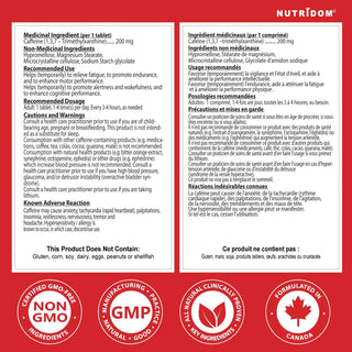 Caffeine supplement facts label 200 mg tablets