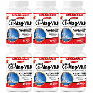 Calcium 750mg + Magnesium 250mg + Vitamin D3 | Bone & Teeth Support | 120 Softgels | 6 Pack