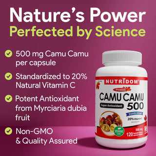 Camu Camu 500 mg Plant Based Vitamin C Supplement Nutridom