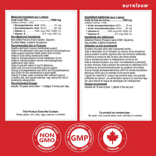 Cod liver oil supplement facts label omega 3 vitamins A D