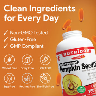 Cold pressed pumpkin seed oil dietary supplement 180 softgels