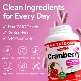 Cranberry 30,000 mg QCE Supplement with 180 Vegetable Capsules