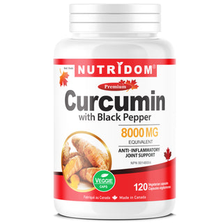 Curcumin 8000 with Black Pepper and 25% Curcuminoids for Joint Support