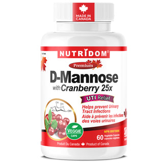 Nutridom D-Mannose with Cranberry | Bladder & UTI Support | 60 Vcaps