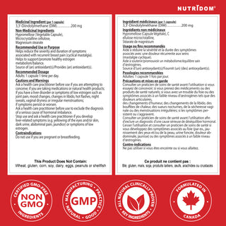 Nutridom DIM 200 | Diindolylmethane 200 mg | Estrogen & Hormone Balance | 120 V-Capsules