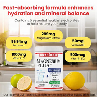 Electrolyte powder magnesium citrate potassium vitamin C supplement