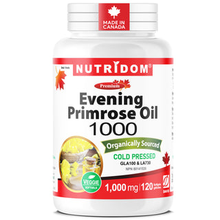 Evening Primrose Oil 1000 mg | Organic Cold Pressed | GLA & Linoleic Acid
