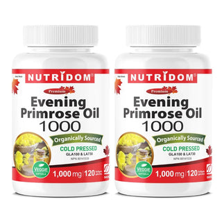 Evening Primrose Oil 1000mg | Organic | Cold Pressed | 120 Veggie Softgels | 2 Pack