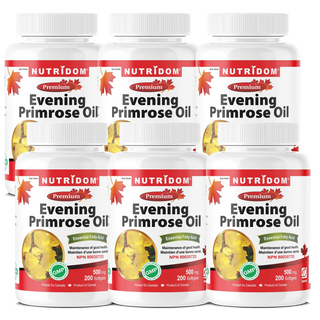 Evening Primrose Oil 500mg | Cold Pressed | 10% GLA | Natural Omega-6 | 200 Softgels | 6-Pack