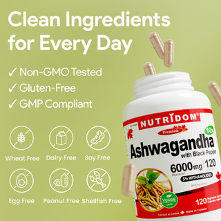 Extra-Strength Ashwagandha 6,000 mg Equivalent for Stress and Energy Support