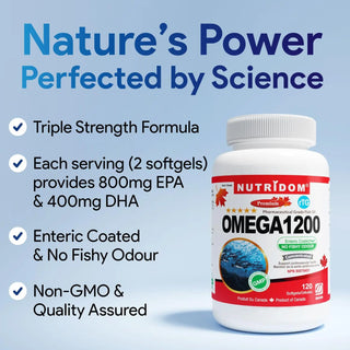 Fish oil 1200 mg omega 3 supplement IFOS certified rTG formula