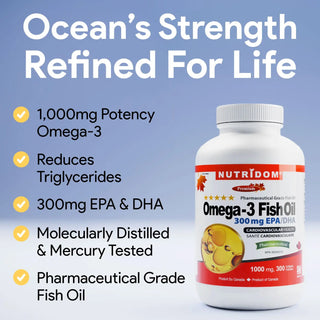 Fish oil omega 3 supplement 1000 mg EPA DHA 300 softgels