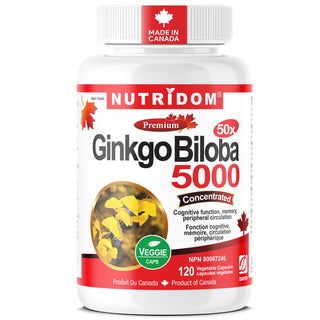 Nutridom Ginkgo Biloba 5,000mg | 50:1 Extract | 120 Vcaps