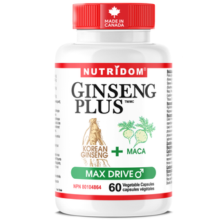 Nutridom Ginseng Plus Max Drive | Panax Ginseng, Maca, Siberian Ginseng & Tribulus | 60 VCaps