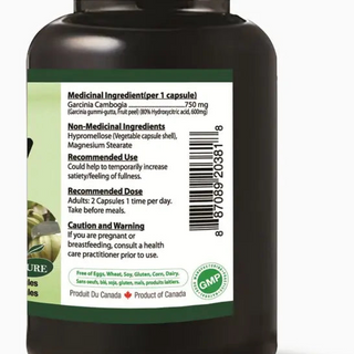 Garcinia Cambogia supplement facts label 80 percent HCA