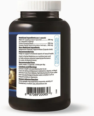 Gelatinized maca with ginseng supplement facts label InkaMaca