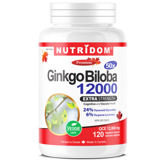 Ginkgo Biloba 12000 for Cognitive and Vascular Health Support