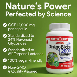 Ginkgo Biloba extract 12000 mg 3 bottle bundle 180 vcaps