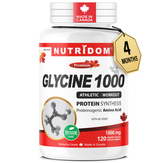 Glycine 1000mg | Sleep, Collagen, Protein Synthesis and Workout Recovery | 120 Vegan Capsules