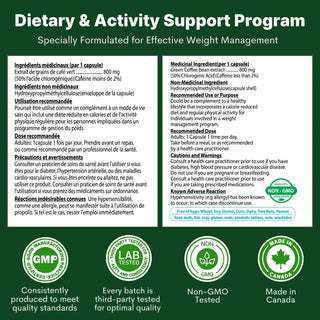 Green coffee bean extract supplement facts label capsules