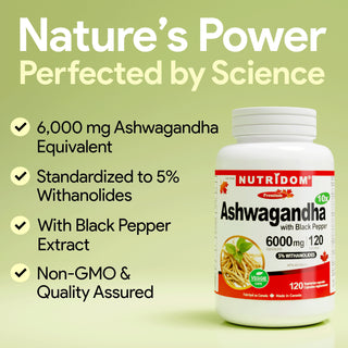 High-Potency Ashwagandha 10x Extract with Black Pepper for Stress Support