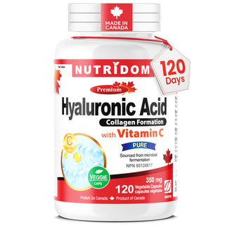 Hyaluronic Acid 200mg + Vitamin C 150mg | Collagen Support | 120 Vcaps