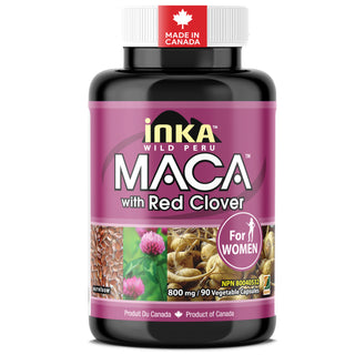 InkaMaca Gelatinized Maca with Red Clover | Hormone Balance Support for Women | 90 Capsules
