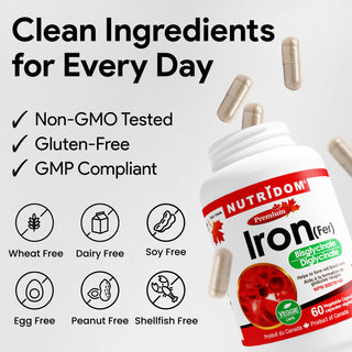 Nutridom Iron Bisglycinate 27mg | High Absorption  | 60 Vcaps