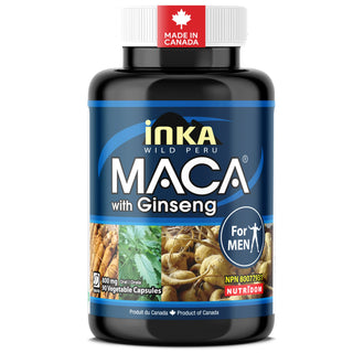 InkaMaca gelatinized maca with ginseng supplement 90 vegan capsules