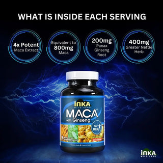 InkaMaca maca root extract with ginseng formula for men