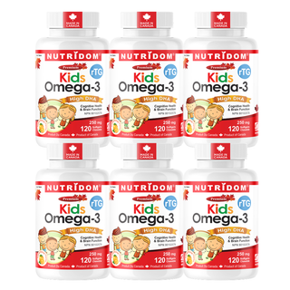 Kids Omega-3 | Fish Oil with High DHA | Natural Orange Flavour | Chewable Softgels 120 Count | 6 Pack
