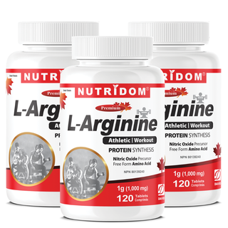 L-Arginine 1000mg | Nitric Oxide and Circulation Support | 120 Tablets 3 Pack