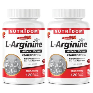 L-Arginine 1000mg | Nitric Oxide and Circulation Support | 120 Tablets 2 Pack