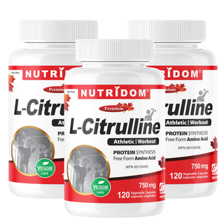L-Citrulline 750mg | Circulation & Nitric Oxide Support | 120 Vcaps - 3 pack