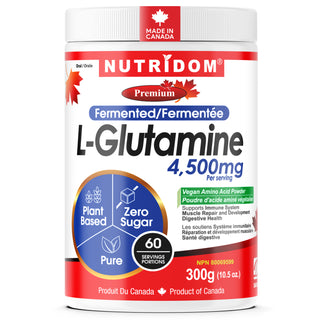 Nutridom L Glutamine Powder (300 Grams) | Fermented | Plant Based
