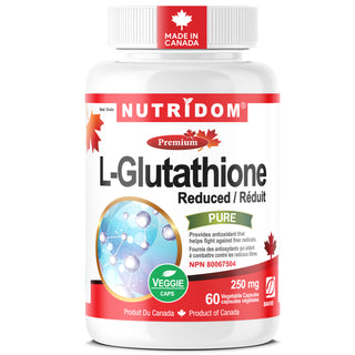 Nutridom L-Glutathione supplement bottle on a white background