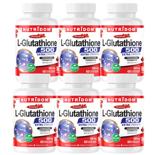 L-Glutathione 500mg | 99% Pure Reduced Form | Antioxidant | 60 Vegan Capsules | 6 Pack