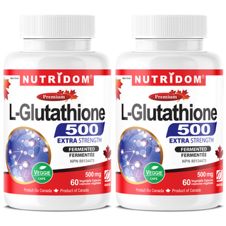 L-Glutathione 500mg | 99% Pure Reduced Form | Fermentation Derived | Antioxidant | 2 Pack