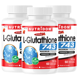 L-Glutathione 743mg | Reduced GSH | Fermented Antioxidant | 3 Pack