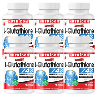 L-Glutathione 743mg | Reduced GSH | Fermented Antioxidant | 6 Pack