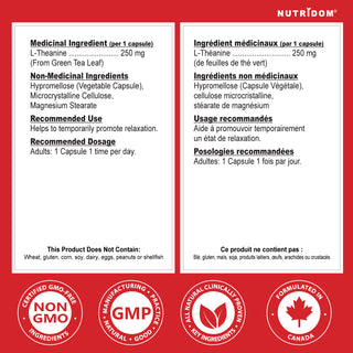 Nutridom L-Theanine 250 mg | Stress Support & Cognitive Balance | 300 Vcaps