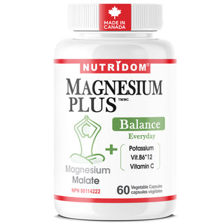 Nutridom Magnesium Malate | Potassium, Vitamin B6, Vitamin B12 & Vitamin C | 60 Vcaps