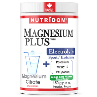 Nutridom Magnesium Citrate Electrolyte Powder | Potassium, Vitamin B6 & B12, Vitamin C, Sodium, Tapioca Extract Powder, Stevia Extract, Citric Acid, Natural Lemon | No Sugar | 30 Servings