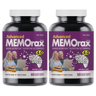 MEMOrax Advanced 4.0 | Adaptogen & Nootropic Formula | Bacopa, Ginkgo, Rhodiola, Ginseng | 60 Vcaps | 2-Pack