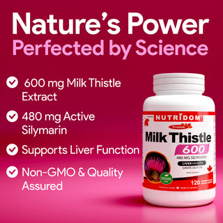 Milk Thistle 600mg | Silybum marianum | Standardized to 80% Silymarin | Liver Support | 120 Vegan Capsules