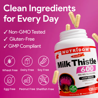 Milk Thistle 600mg | Silybum marianum | Standardized to 80% Silymarin | Liver Support | 120 Vegan Capsules