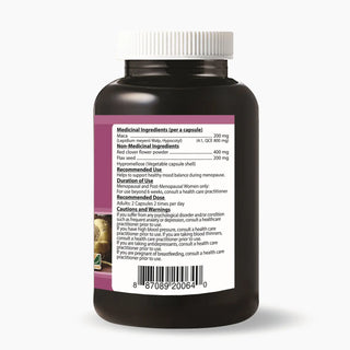 Maca red clover supplement facts label capsules